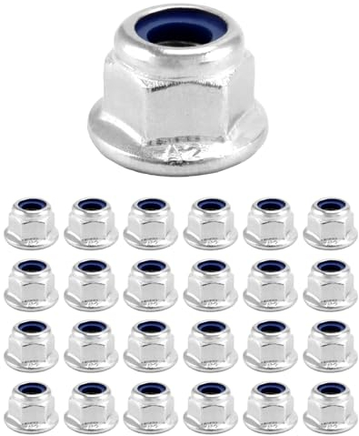 QWORK® 25 Piezas M6 Tuerca de Brida Hexagonal con Inserción de Nylon - Acero Inoxidable 304