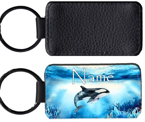 Orca Schlüsselanhänger mit Namen und Schriftartwahl/Kunstleder/einseitig bedruckt