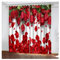 Skcess Vorhänge Wohnzimmer Modern, Vorhange Rot Rose Vorhang Polyester Gardinen 2er Set 107x274cm(WxH)