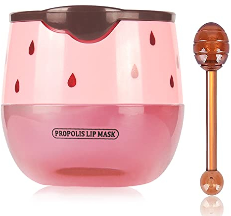 TITIMORE Strawberry Lip Balm Honey Pot Erdbeere Lippenmaske Bee Balm Honig Lippenpflege Feuchtigkeitsspendende Tag & Nacht Lippenpflege Bienen Lippenbalsam Honig Lippenmaske Lip Moisturizer