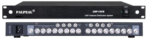 PALPEAL AMP-16CH 16 Channels UHF Wireless Antenna Power Distribution System,14 Outputs + 2 Cascade Ports,Microphone Antenna Splitter,Antenna Amplifier,Signal Amplifier for Wireless Microphone