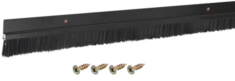 sourcing map Door Brush Bottom Sweep H-Shape Aluminum Alloy Base with 0.8-inch PP Brush for Home, Industrial (35-inch L, Black)