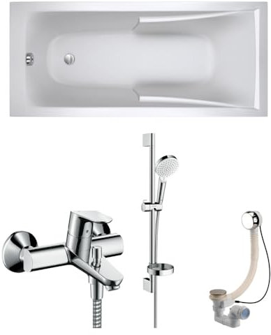 Jacob Delafon Hansgrohe - Baignoire 170 X 75, mitigeur Mural, vidage nicoll