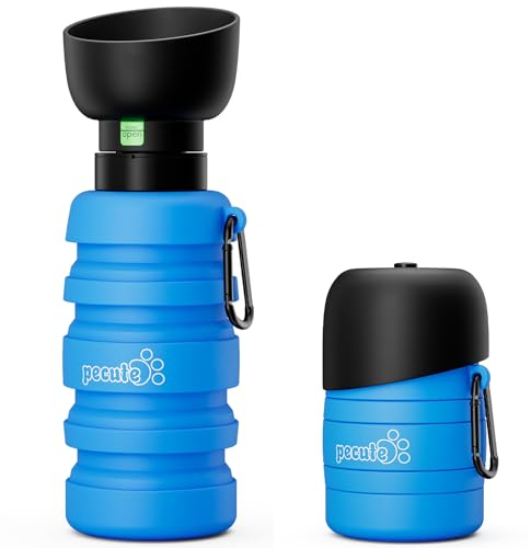 Pecute Bouteille d'eau pour Chien Portable 850ml avec Gamelle d'eau, Distributeur d'eau pour Chien Chat Portable Gourde Anti-Fuite Non-Toxique, Balade Voyage Randonnée