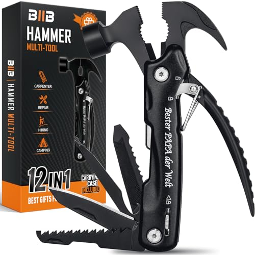 BIIB Geschenke für Männer, 12 in 1 Multitool Gadgets für Männer, Männergeschenke, Geburtstagsgeschenk für Männer, Geschenke für Papa, Multifunktionswerkzeug, Papa Geschenk Camping Zubehör