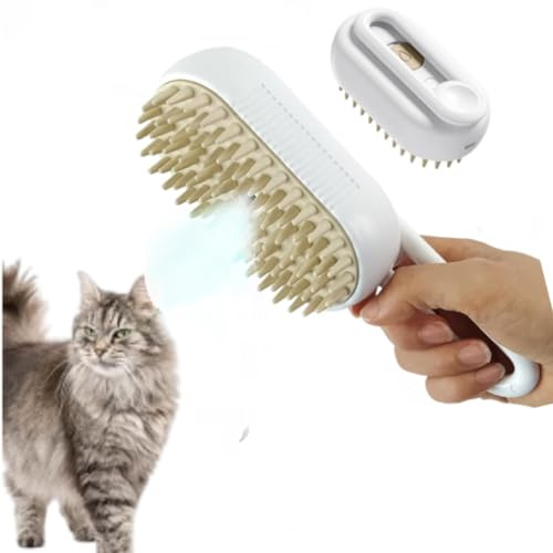 Spazzola per cane gatto a vapore, 3 in 1 pettine per massaggio in spray per gatti,Spazzola per cani a pelo lungo e corto con caricatore USB, con serbatoio d'acqua, spazzola per gatti per massaggio