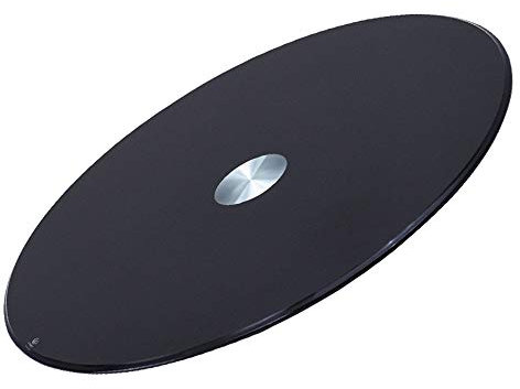 TMKDNNKG Einfacher schwarz/weißer Lazy Turntable-Esstisch-Plattenspieler mit geräuschlosem Lager, runde Esstischplatte aus Glas, 70 cm/27,5″, 80 cm/31,5″