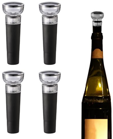 YAFIYGI Wine Vacuum Pump and Stopper Wine Preserver Plug Keep Wine Fresh Reusable Wine Protector Stoppers Wine Bottles Sealer Safe Silicone Caps saver pump(4 Pack)