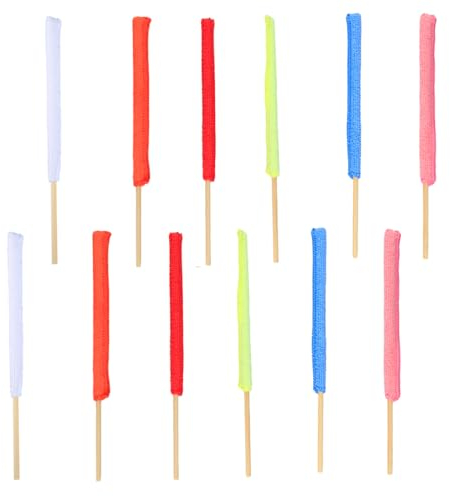 GroveEss 12 PCS Detail Duster Sticks,Small Soft Flexible Microfiber Brush Cleaning Tools,Colorful Thin Long Cloth Cleaner Duster Sticks for Gap Corner Car Vent Blind Fan