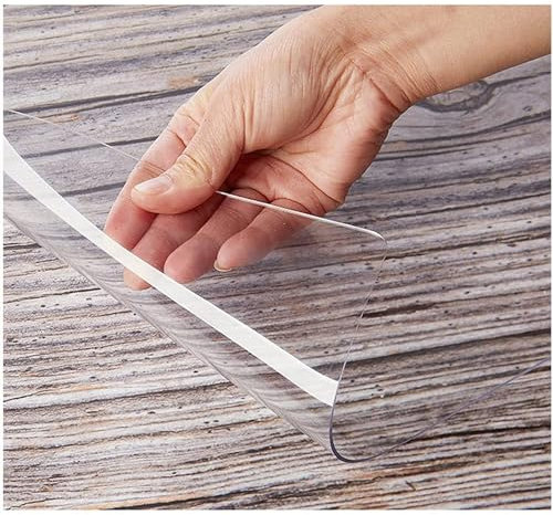 Tischfolie Transparent Tischdecke Klarsicht Plastiktischdecke 1mm 2mm 3mm 5mm PVC-Tischdecke Abwaschbar Transparenter Tischdeckenschutz PVC Folie Fettdicht Tischunterlage Tischmatte(Dicke 5mm,90x160cm