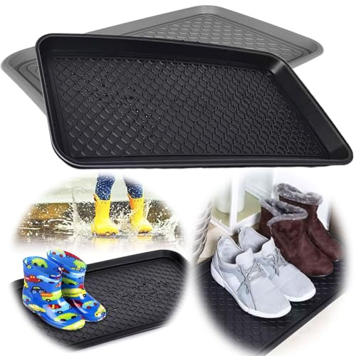 LS-LebenStil Schuhabtropfschale Schwarz 60x40cm Schuhwanne Kunststoff hoher Rand Schuhablage Schuhmatte Abtropfschalen Schuhschale Kunststoffwanne