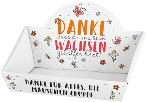 Herz & Heim® Geschenkkorb für Erzieher/innen und Lehrer/innen, zum individuellen Befüllen, mit Wunschtext (du/uns)