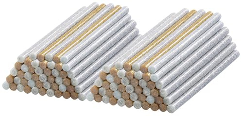 AGT Heißklebepistolen Sticks: 100 Klebesticks für Heißklebepistolen, 11 x 200 mm, golden & silbern (Heißklebestange, Kleber)