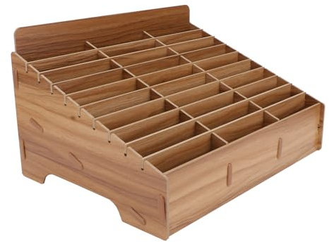 Awleynz 30 Gitter Handygarage Schule, Handy Hotel Aufbewahrungsbox Holz, Multi-Grid-Aufbewahrungsbox FüR Mobiltelefone, Klassenzimmer, BüRo, Schule (Brown, 30 Grid)