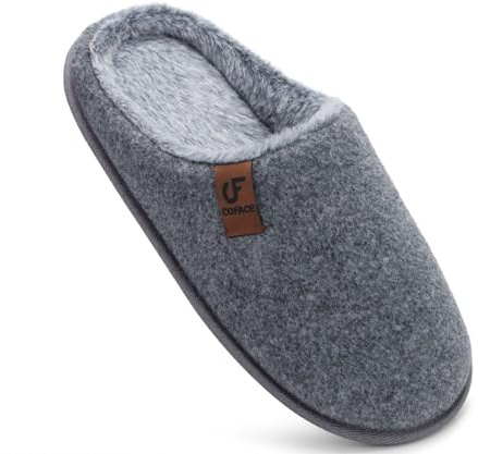 COFACE Chaussons Homme Hiver Pantoufles Chaud en Mousse à Mémoire de Forme | Chaussures de Maison Légères en Feutre Intérieur Extérieur Taille 40-49