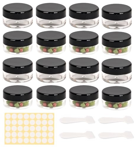 Lot de 16 mini pots de maquillage vides en plastique avec couvercles