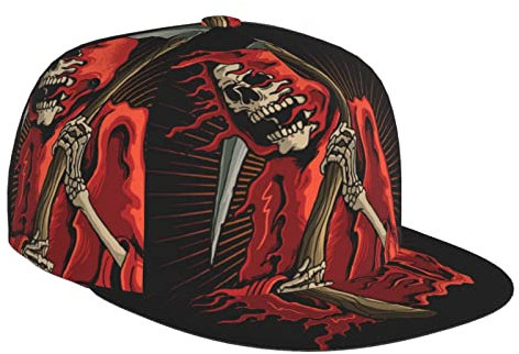 Oudrspo Baseball Cap Flat BillHat Trucker Hats mit Verstellbarer Krempe - Sensenmann mit Sense