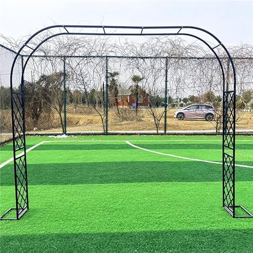Tonnelle de Jardin en Acier Robuste avec Support d'arche, Treillis pour pergola, pelouse extérieure, terrasse, entrée, Arches, tonnelle en Fer forgé, 98 H 55-146 L (Couleur : Noir, Taille