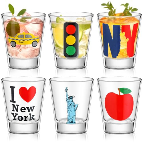 Roshtia 6 Pcs I Love New York Shot Glass 1.7 oz I Heart NY Shot Glasses NYC Souvenirs New York City Wine Glass New York City Wine Glass I Love New York Gift for Travel NY Fan