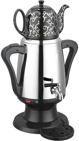 YZRDCXM Electric Turkish Coffee Maker, 4L Double Wall Stainless Steel Hot Water Kettle,Auto Shut Off & Boil Dry Protection,Turkey Coffee Maker Kettle with Anti Scald Handle, Electric Kettle(Black)