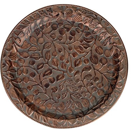 Bandeja decorativa redonda de metal con patrón de hojas vintage de 8.7 pulgadas, bandeja de servir, bandeja de tocador para comedor, decoración de mesa de café