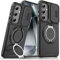 OUBELI Coque pour Samsung Galaxy S25 Housse avec Protection de Caméra Coulissante Support Rotatif à 360 Degrés Militaire Anti-Choc et Anti-Rayures Étui en Silicone (Noir)