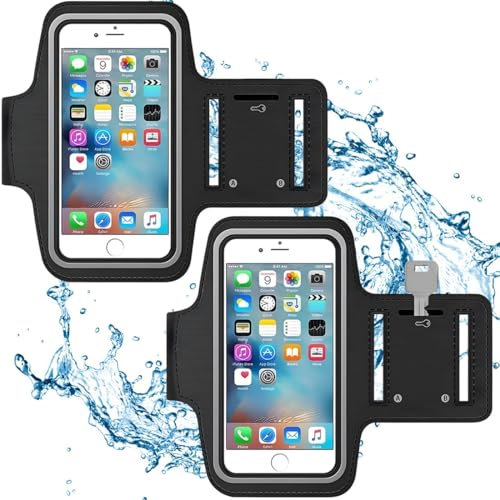 COYUN 2 pcs Brassard de Sport, Brassard de Course, Brassard de Téléphone Portable Résistant à l'eau pour Les Smartphones, Smartphone Running Brassard, Universel Réglable Running Armband