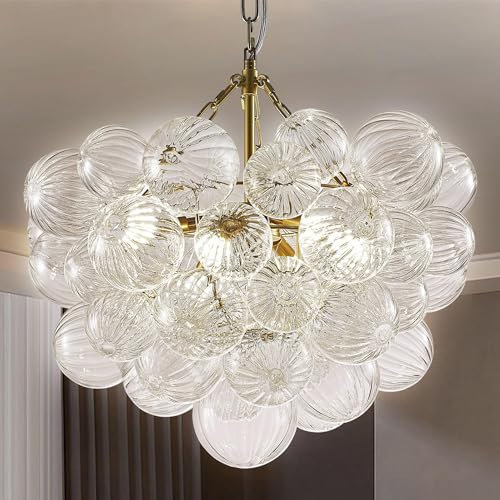 Nordic Bubble Ball Swirl Glas Kronleuchter Vergoldet Gold Geblasenes Glas Pendelleuchte für hohe Decke Eingang und Schlafzimmer