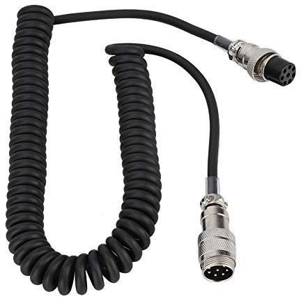 Haofy Pratico Cavo di Prolunga a Spirale a 8 Pin con Spina e Presa, Cavo Estensibile per Ricetrasmettitori Radio con Connettori Filettati, 23, 6 Pollici, Materiale ABS