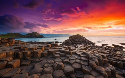 Adult Jigsaw Puzzles 1000 Pieces Giant'S Causeway Sunset Northern Ireland Uk 70x50CM