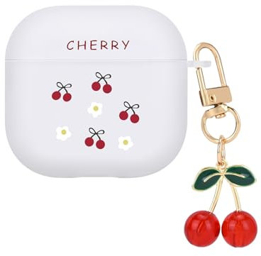 DiyGody Niedliche Tasche Kompatibel mit Airpods 4 Generation (2024) mit Pendant, Ultradünn TPU Schutzhülle mit Kirsche Muster für Mädchen, Stoßfeste Anti-Rutsch Anti-Staub Kein Geruch Kopfhörerhülle