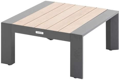 HESPERIDE - Table Basse de Jardin Carrée Évasion Graphite et Honey 67 x 67 cm Aluminium Anti Corrosion, Résistant UV - pour Terrasse, Salon d'Extérieur