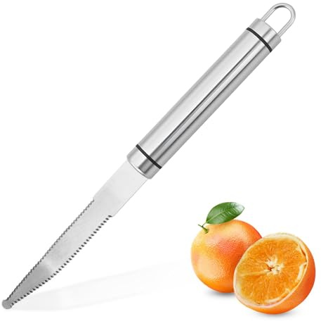 Stainless Steel Grapefruit Knife Curved Serrated Blade - Ergonomic Fruit Cutter for Citrus, Kitchen Tool with Dishwasher Safe Design