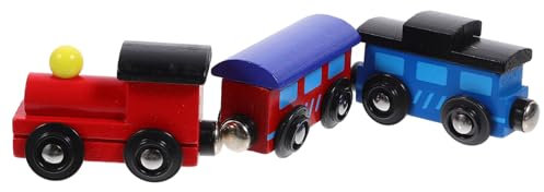 TOYANDONA 3-Teiliger Holzzug Für - Eisenbahnmodelle Holzwagen Mit Schienenkompatiblen Rädern &Amp; Pädagogisches Spiel