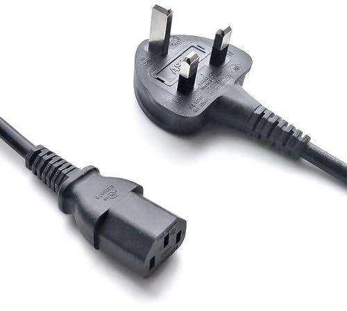SCROY – 1.8M C13 Kettle Lead Power Cable | UK Mains cord for Laptop Adapters, Desktop PCs, Monitors, Printers, Scanners, NAS, Amplifiers & More – Black