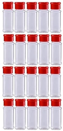 Lot de 20 bouteilles à épices noires pour poivre, 100 ml, pour barbecue, ustensiles de cuisine, ingrédients (rouge)