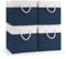 Woodluv Storage Cube Boxes Large, Set of 4 Foldable Storage Basket for Cupboards, Shelves, Closet, Set of 4, Navy Blue, 25 x 25 x 25 cm