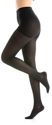 Gi&Gi Kompressionsstrumpfhose für Damen, Kompressionsstrümpfe mit abgestufter Kompression, echte Micro 70 den 14-16 mmhg, Schwarz , L