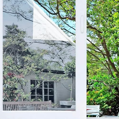 Vinilo Adhesivo para Cristales Efecto Espejo. Lámina Protección Solar de Ventanas. Pegatina Oscura para Vidrios. Polarizado Doméstico Unidireccional. Uso Doméstico y Profesional. 40X300 CM