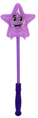 BEMIRO Leuchtstab mit Stern – ca. 38 cm – LED Stab & Stern leuchten – mit niedlichem Gesicht – Kinder Leuchtspielzeug für Partys, Kostüme & Nachtspaß (Lila)