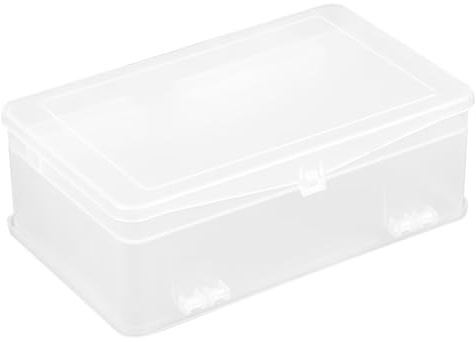Healifty Double Layer Abs Storage Box with Separate Divider for Organizing Nail Accessories and Desktop Tidy, Large Capacity Nail Tools Holder Case for Office Workers and Students