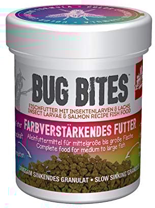 Fluval Bug Bites Fischfutter, mit Insektenlarven, farbverstärkendes Futter, langsam sinkendes Granulat, 1,4-2mm, 45g