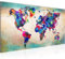 Runa Art Wandbild Weltkarte 1 Teilig 100 x 40 cm Modern Bild auf Vlies Leinwand Vintage Kontinente Büro Wohnzimmer Bunt 013312a