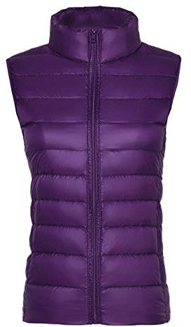Doudoune sans Manche Gilet Légère Veste Manteau Parka Blouson Zippée Hiver pour Femme Violet S
