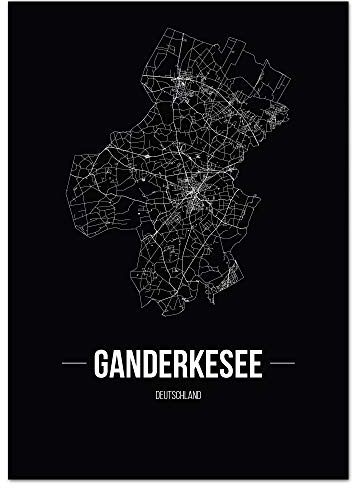 JUNIWORDS Stadtposter - Wähle Deine Stadt - Ganderkesee - 40 x 60 cm Poster - Schrift B - Schwarz