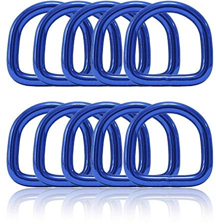 Ganzoo D - Ring aus Stahl, 10er Set, Innenmaß 21mm, Materialstärke 4mm, DIY Hunde-Halsband, nichtrostend, geschweißt, Ideal mit Paracord 550, Farbe blau
