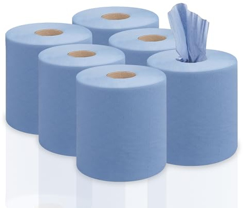 RelianceUK 18 Pack 2 Ply Blue Roll Paper Towel Kitchen Centre Feed Paper Rolls for Cleaning Heavy Duty Industrial Tissue Blue Rolls