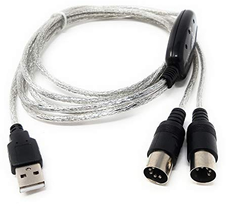 System-S MIDI Interface Kabel Adapter In und Out zu USB 2.0 in Silber
