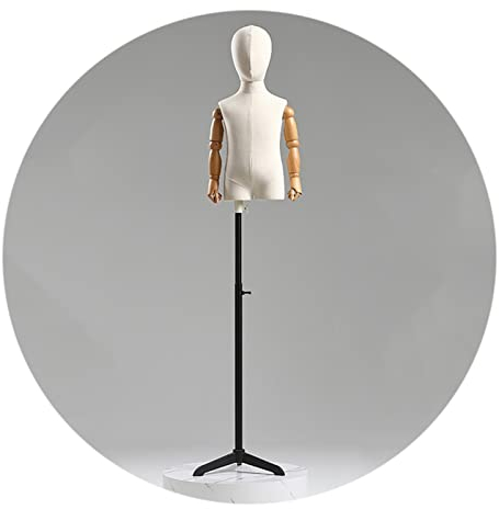 HAIPENG Kinder Schneiderpuppe Torso Büste, Modell Requisiten Mit Kopf Und Holzarme, Kinder Bekleidungsgeschäft Verstellbare Höhe Puppen, Metall Stativ, 3 Farben (Farbe : Black, Größe : 3 Years Old)
