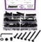 Swpeet 180Pcs M6 Carbon Steel Black Hex Drive Socket Cap Bolts and Threaded Inserts Nuts with T Nut 4 Pronged Tee Blind Nuts and Flat Washers Kit, 1Pcs Wrench Bolts Fully Threaded Hex Socket Screws